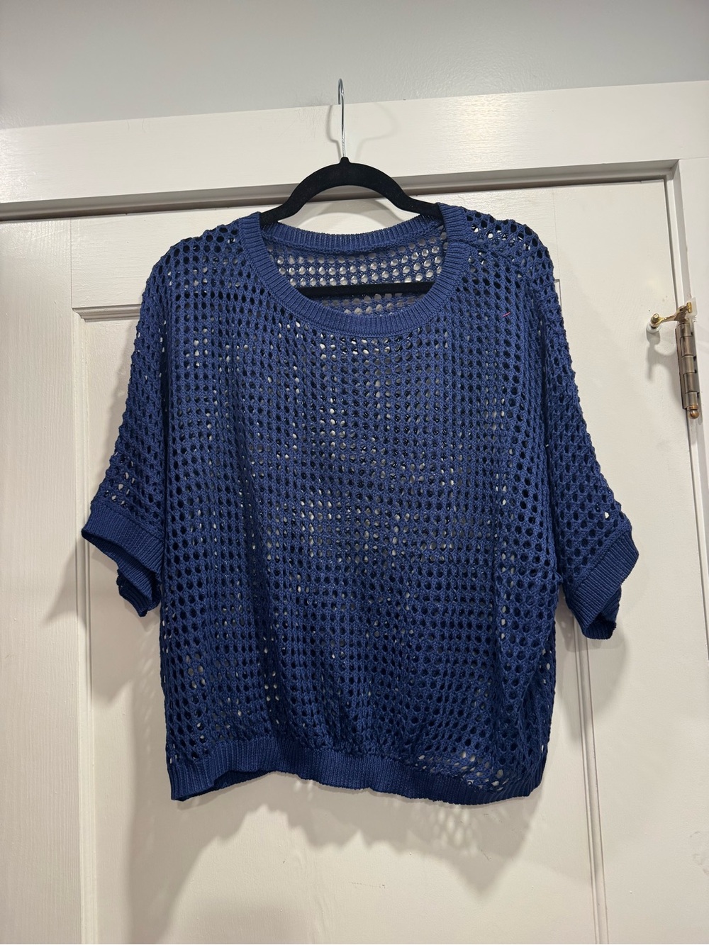 Handmade crochet open knit oversized dolman top cotton Large Cover up beachy